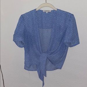 Olivaceous blue polka dot crop top